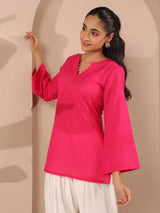 Pink Corset-Style Pure Cotton Farshi Co-Ord Set