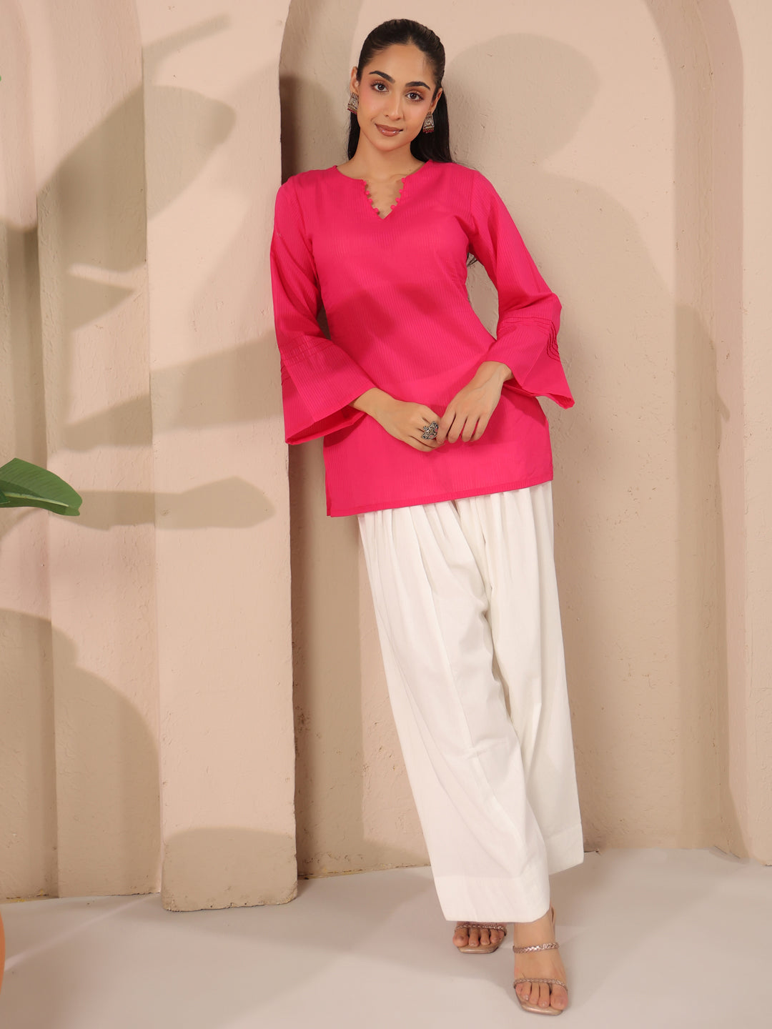 Pink Corset-Style Pure Cotton Farshi Co-Ord Set