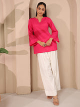 Pink Corset-Style Pure Cotton Farshi Co-Ord Set