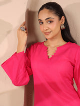 Pink Corset-Style Pure Cotton Top With Tie-up Details