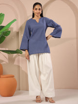 Blue Corset-Style Pure Cotton Farshi Co-Ord Set