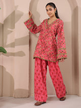 Pink Floral Printed Cotton Farshi Salwar Set