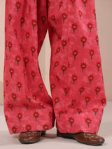 Pink Floral Printed Cotton Farshi Salwar Set