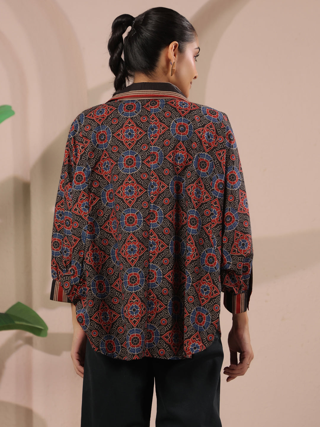 Ajrakh Printed Anti-Fit Shirt with Patch Pockets