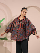 Ajrakh Printed Anti-Fit Shirt with Patch Pockets