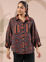Ajrakh Printed Anti-Fit Shirt with Patch Pockets