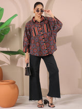 Ajrakh Printed Anti-Fit Shirt with Patch Pockets