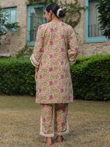 Boho Printed Co-ord Set with Mirror Lace for Festival Wear