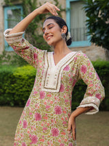 Boho Printed Co-ord Set with Mirror Lace for Festival Wear