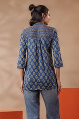 Blue Printed Cotton Top