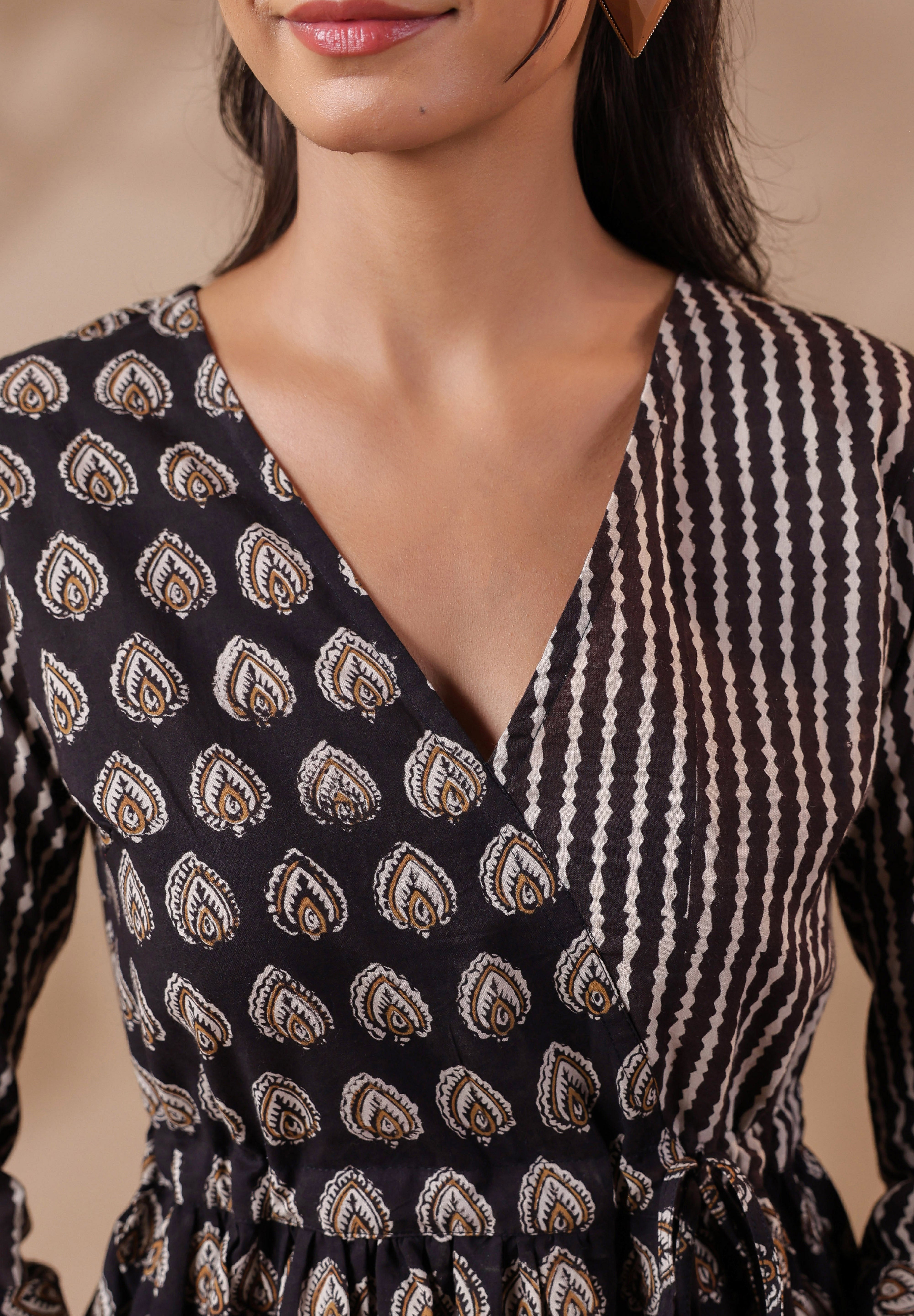 Bagru Printed Black Cotton Top