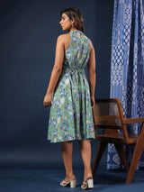 Breeze Bloom Halter Cotton Dress
