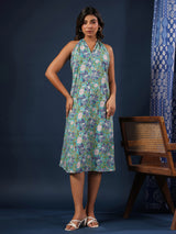 Breeze Bloom Halter Cotton Dress
