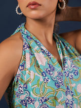 Breeze Bloom Halter Cotton Dress