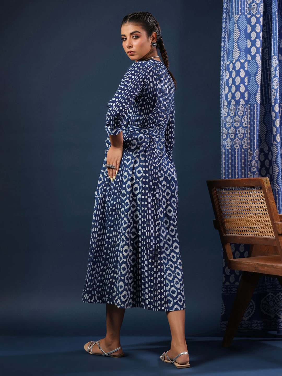 Pure Indigo Handblock Printed Dress