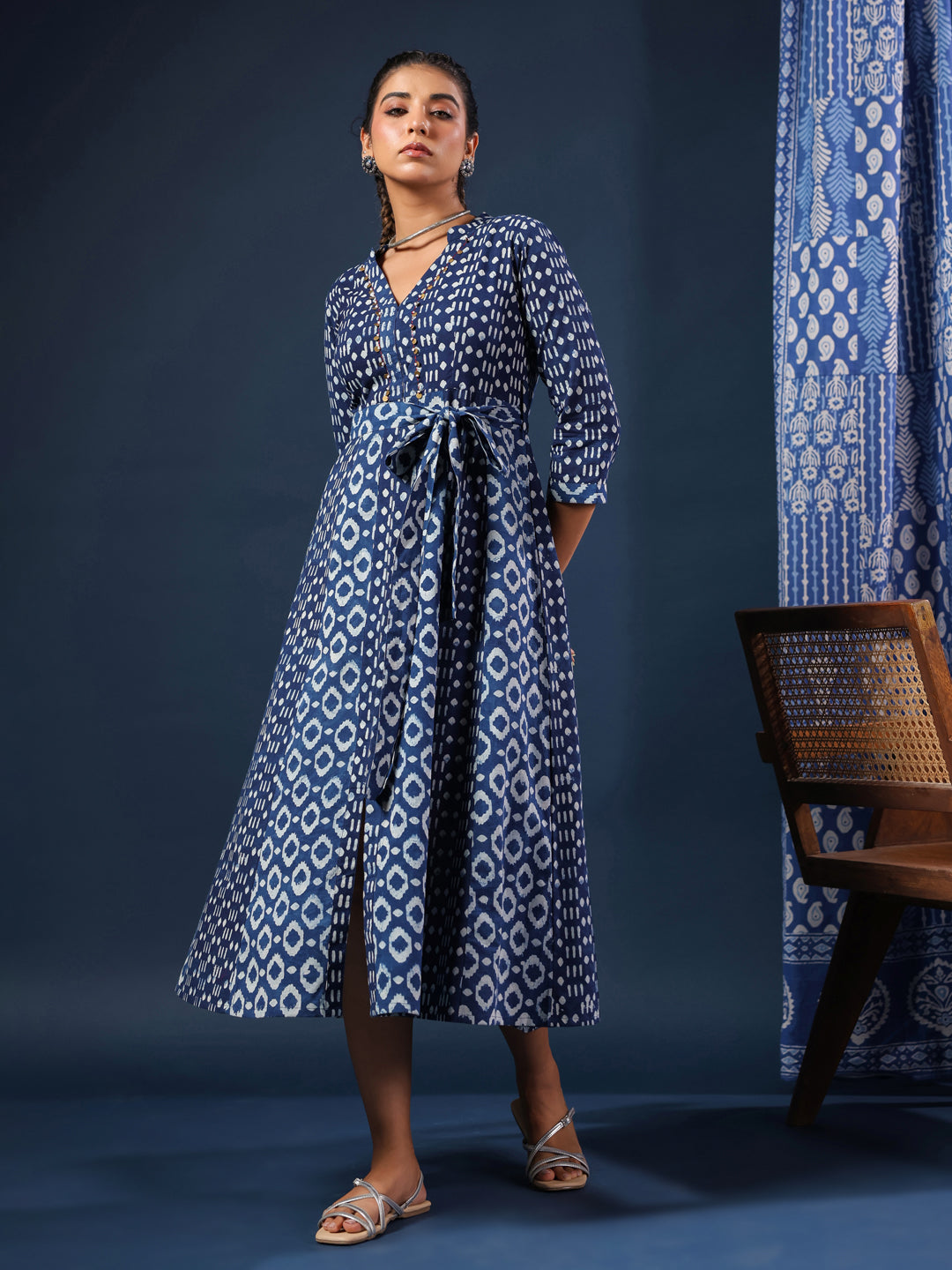 Pure Indigo Handblock Printed Dress