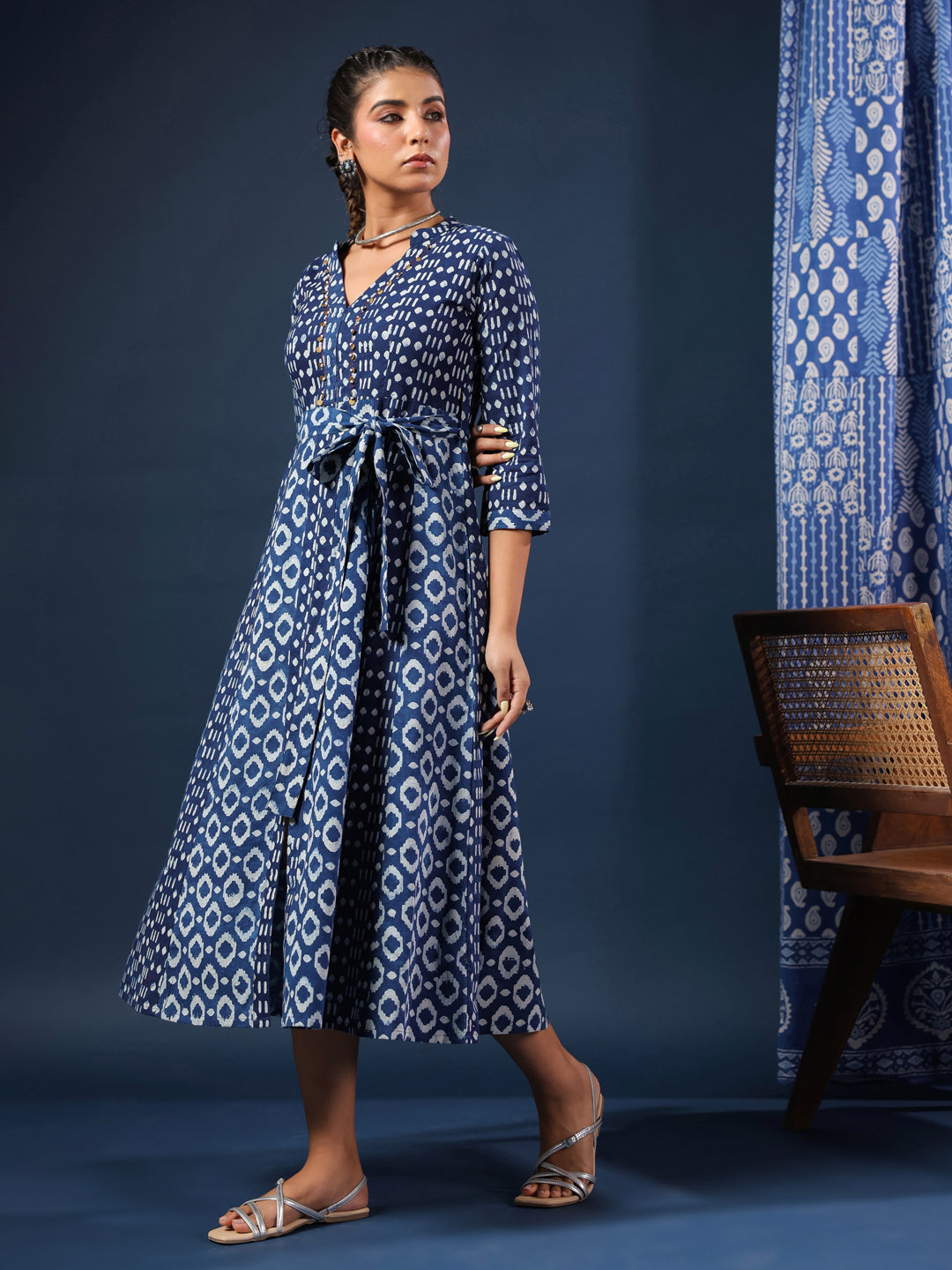 Pure Indigo Handblock Printed Dress
