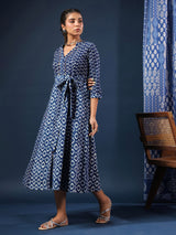 Pure Indigo Handblock Printed Dress