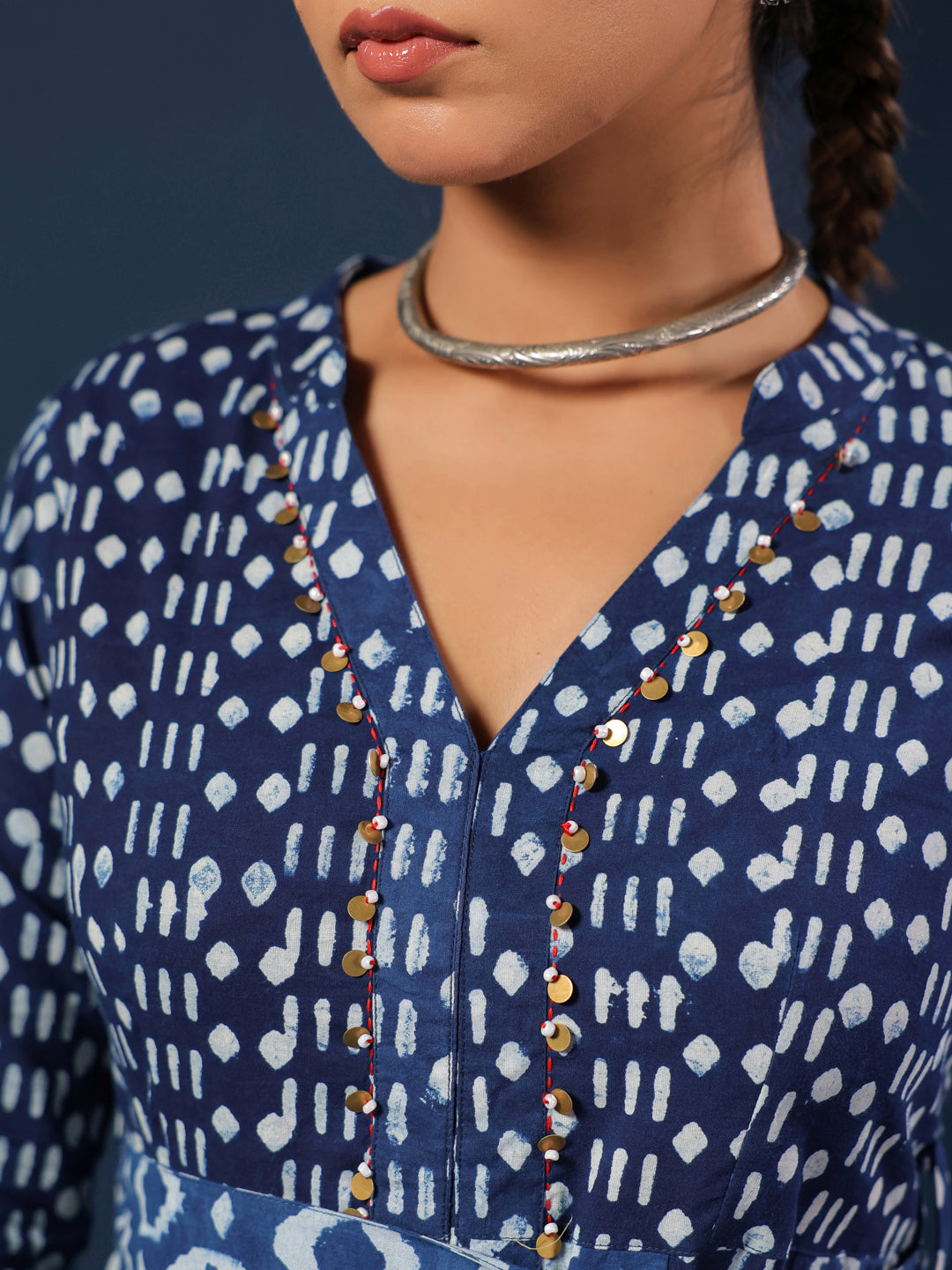 Pure Indigo Handblock Printed Dress