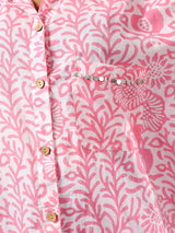 Pink Handblock Printed Lose Fit Cotton Shirt