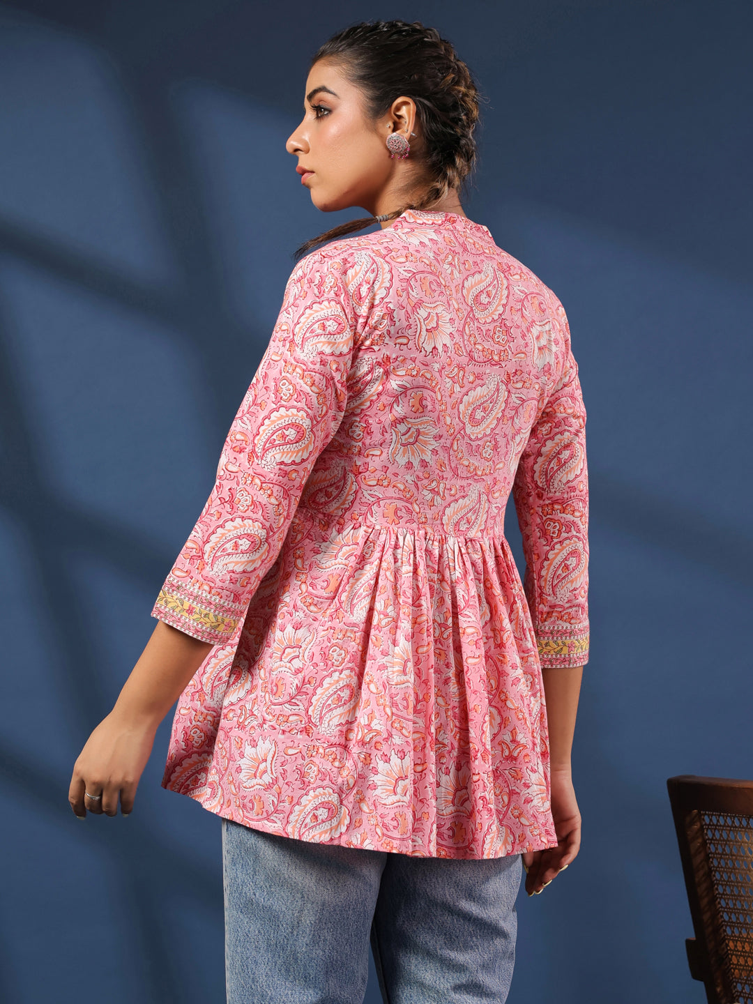 Pink Handblock Printed Cotton Top