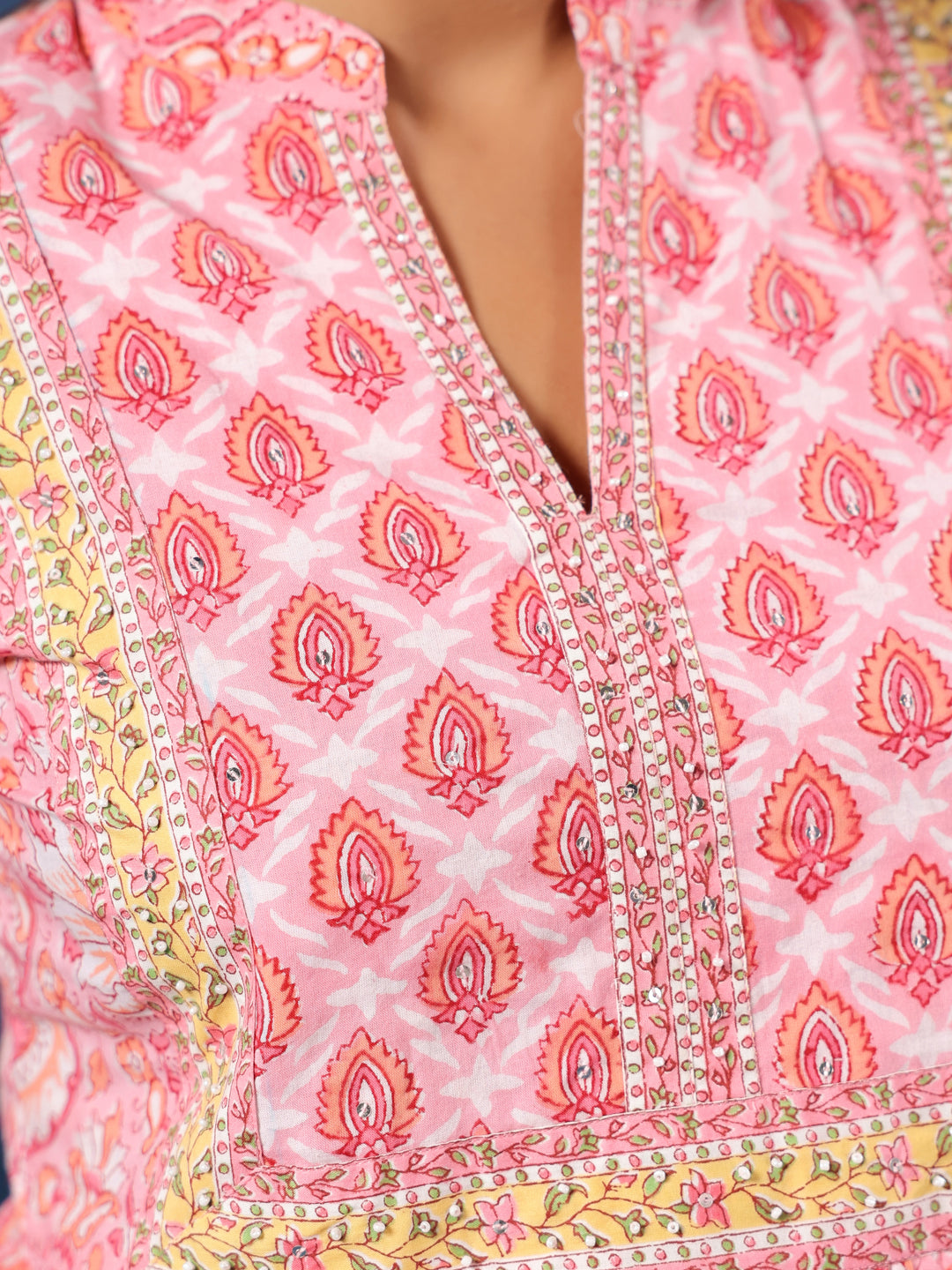 Pink Handblock Printed Cotton Top