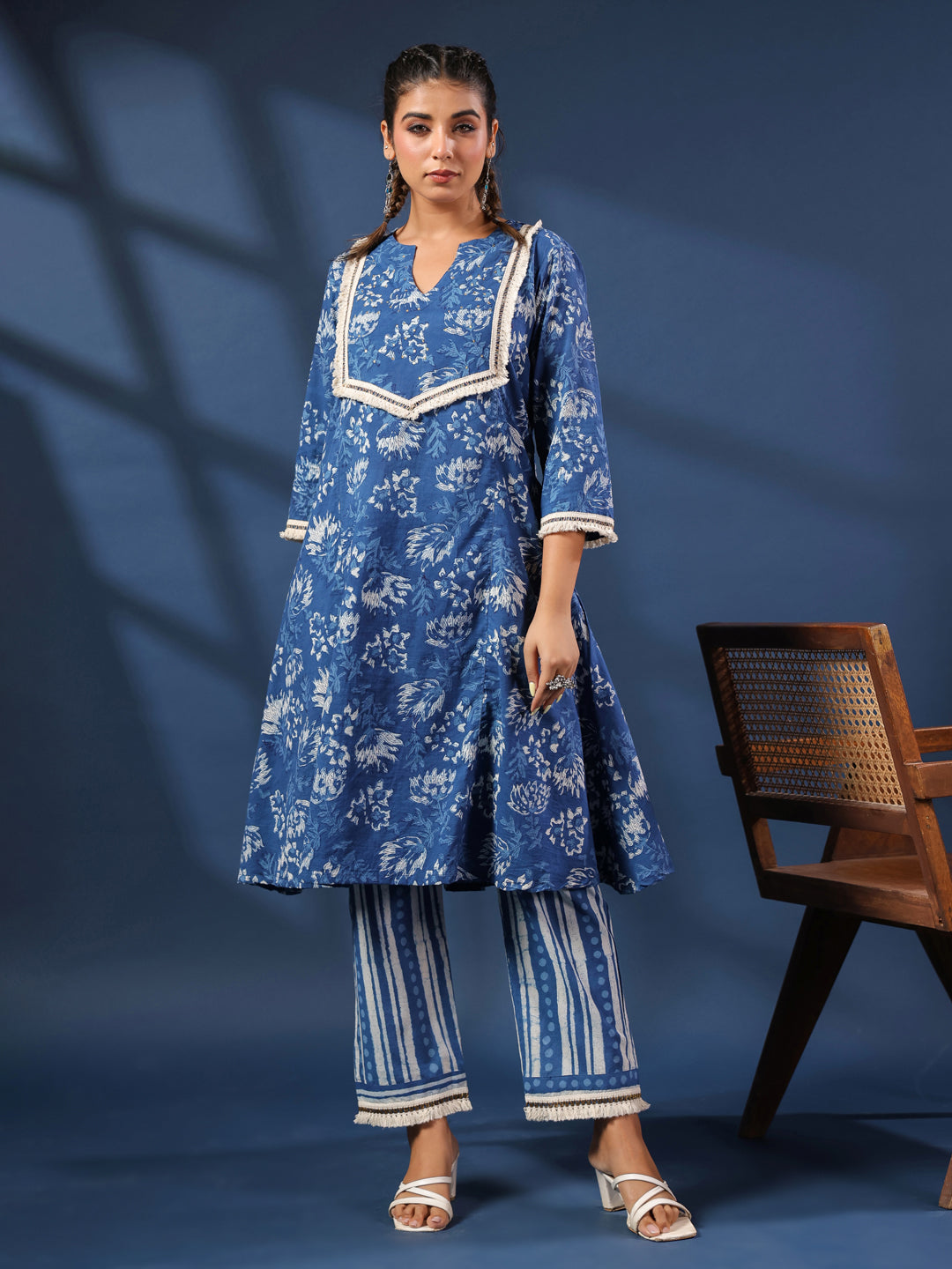 Dabu Printed Kurta and Palazzo Set