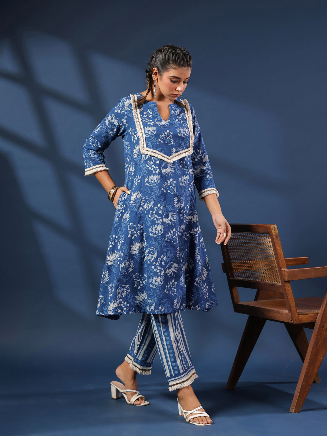 Dabu Printed Kurta and Palazzo Set