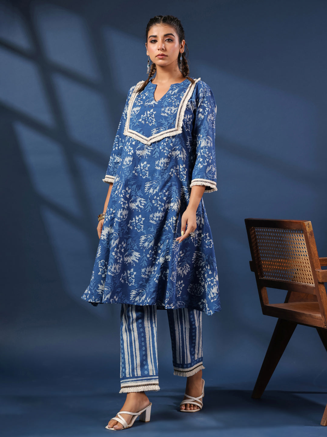 Dabu Printed Kurta and Palazzo Set