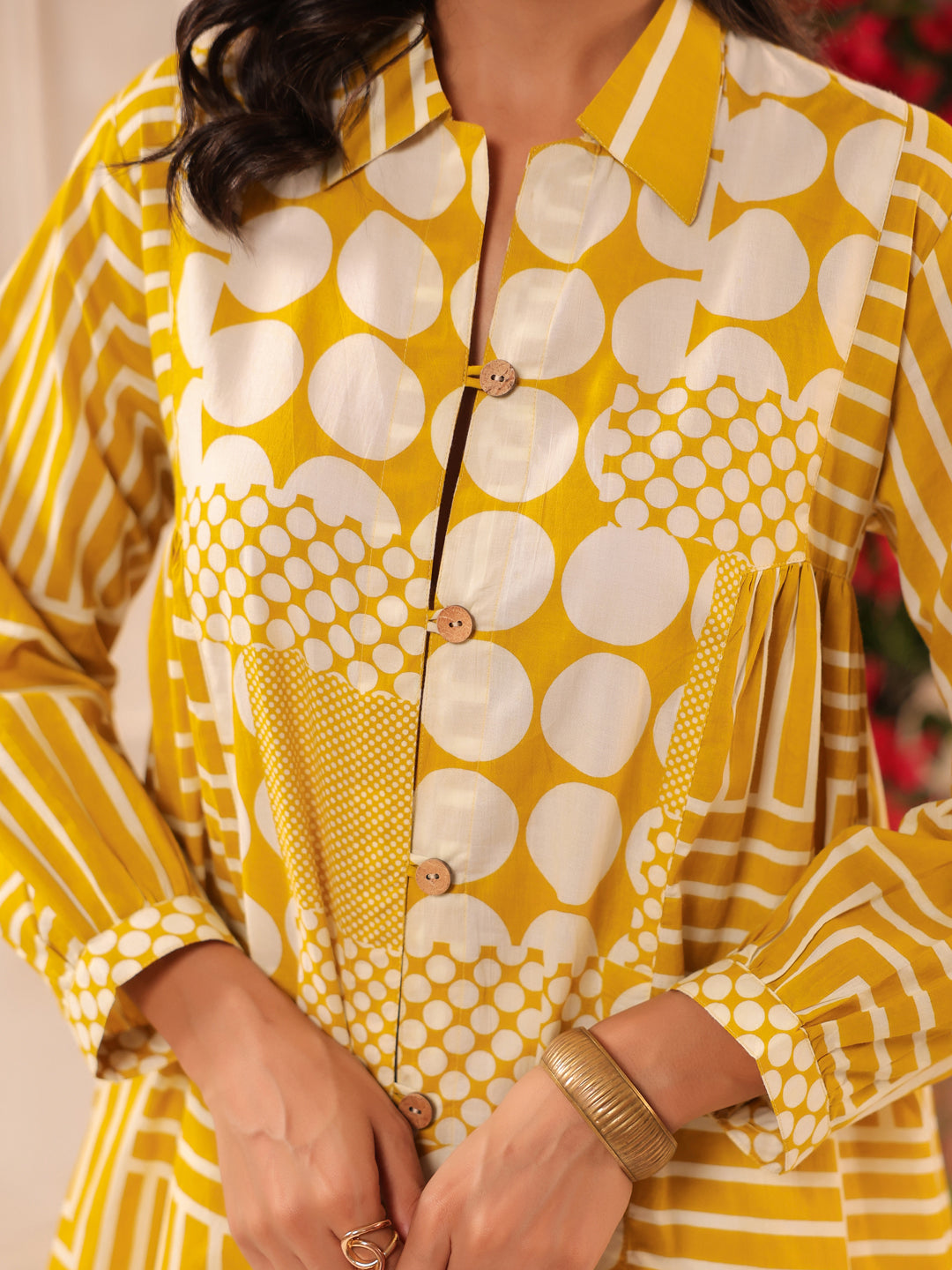 Breezy Yellow Printed Cotton Tunic