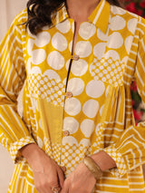 Breezy Yellow Printed Cotton Tunic