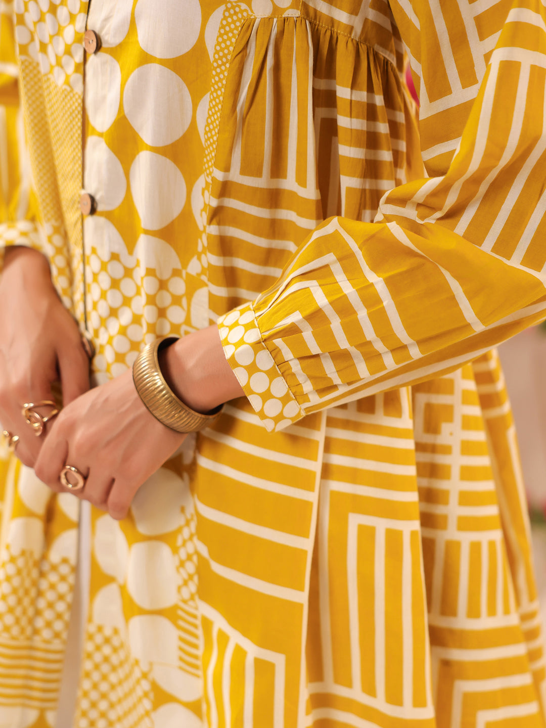 Breezy Yellow Printed Cotton Tunic