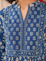 Blue Printed Cotton Top