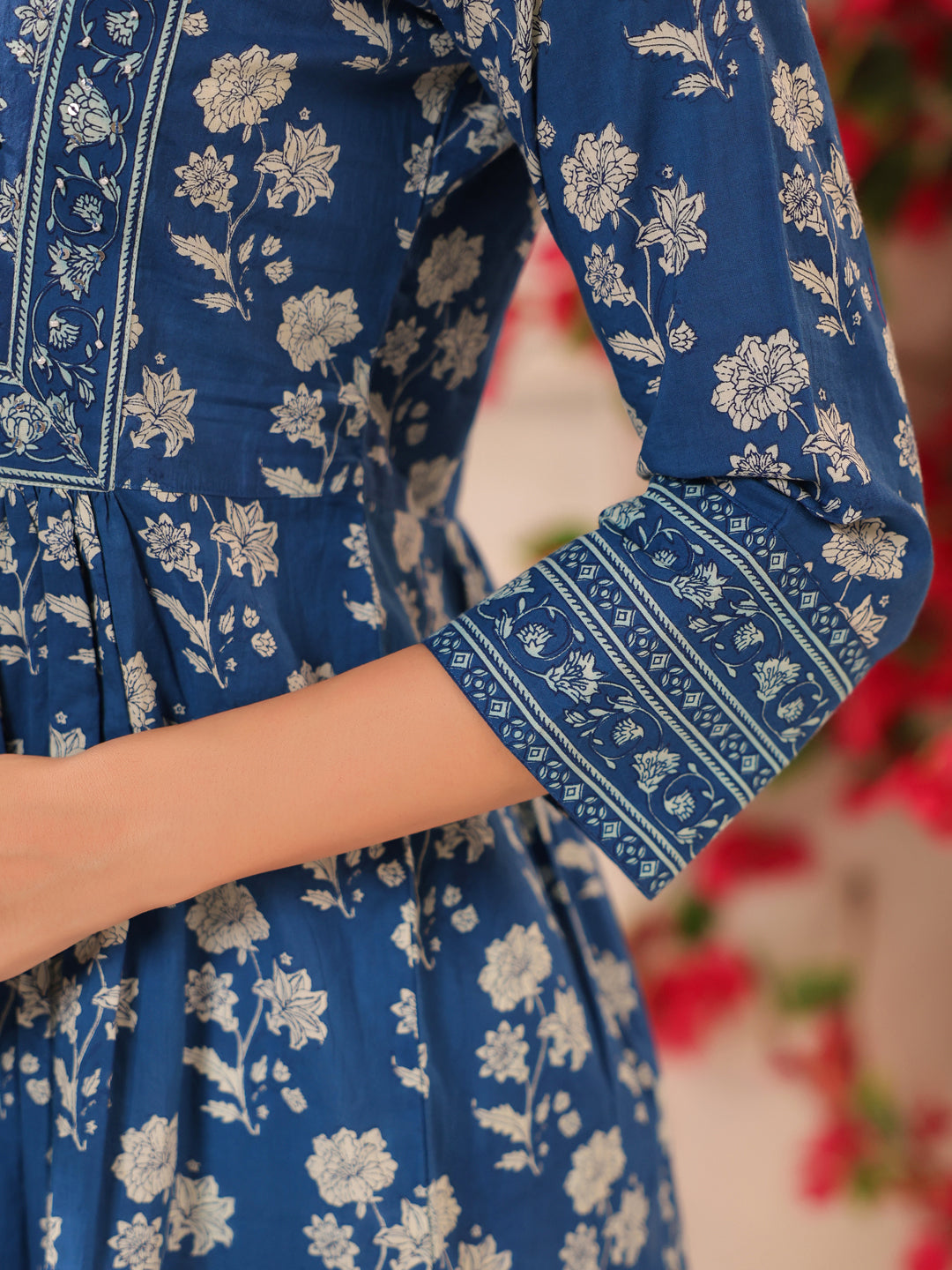 Blue Printed Cotton Top