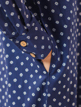 Blue Bandhej Printed Cotton Kurta and Pants Set