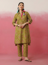 Mehndi Green Bandhej Printed Co-ord Set