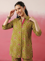 Mehndi Green Bandhej Printed Co-ord Set