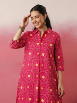 Deep Pink Bandhej Printed Co-ord Set