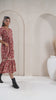 Red V-Neck Printed Cotton Dress