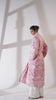 Pink Floral and Stripes Printed Reversible Quilted Robe