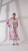 Pink Floral and Stripes Printed Reversible Quilted Robe