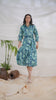 Teal Printed Collared Dress with Pockets