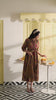 Mustard Vintage Floral Tie-Waist Cotton Dress