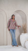 Ice Blue Printed V-Neck Cotton Top