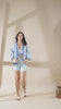 White Cotton Printed Blouse and Kimono Set