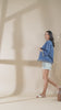 Indigo Cotton Printed Blouse and Kimono Set