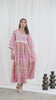 Pink Handblock Printed V-Neck Cotton Tier Dress