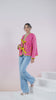 Pink Printed Free-Size Quilted Cotton Jacket