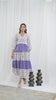 White and Blue Handblock Printed V-Neck Dress