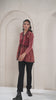 Maroon Paisley Printed  Long Sleeves Peplum Top